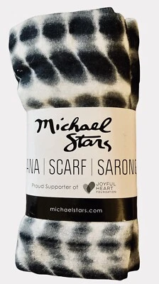 MICHAEL STARS Negro Blanco Caimán Tie Dye Ruana Bufanda Sarong 41" X 72" Nuevo en Paquete Foto 1 de 2