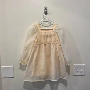 Zara girls cream blush long sleeve smocked dress in 4-5 - Picture 1 of 8