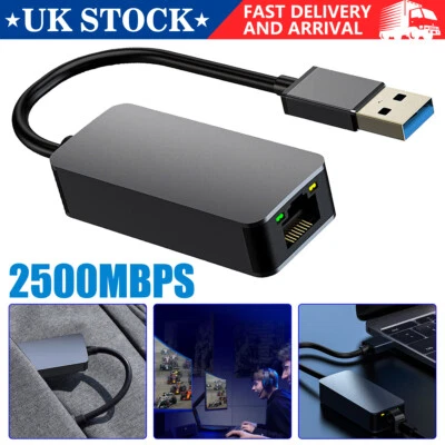 2500Mbps USB-3.0 To RJ45 2.5G Ethernet Gigabit Lan Network Adapter Converter A+ - Image 1 of 4