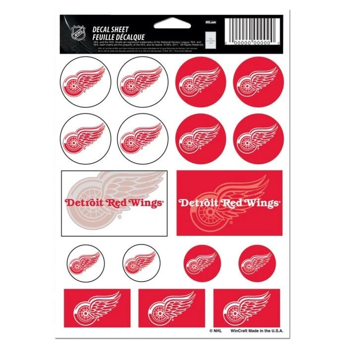 Detroit Red Wings 5 x 7 Sticker Sheet Free Shipping - Image 1 of 1