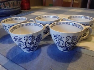 Lot of 5 Johnson Bros Blue Nordic Onion Teacups Tea cups Made England - Picture 1 of 5