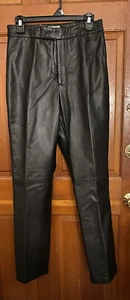 Margaret Godfrey Straight Women Size 2 Black Genuine Leather Pants - Picture 1 of 5