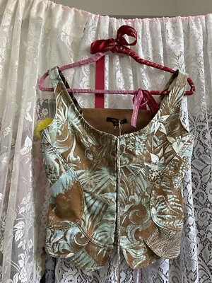 Corsé Bustier Denim Estampado Barroco Abstracto Vintage Roberto Cavalli 2003 Foto 1 de 4