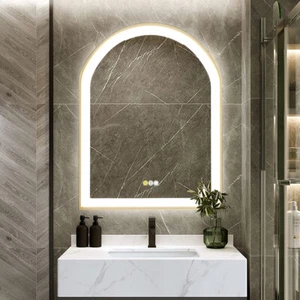 Widen Illuminate LED Arch Bathroom Mirror Antifog 3Button Gold Frame Energy Save - Picture 1 of 16