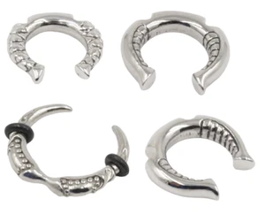 Horseshoe Ridged Pincher 316 Surgical Steel Ear Expander Patterned Piercing UK - Picture 1 of 19
