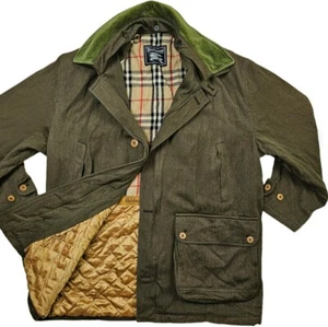 *HOT VTG Men BURBERRYS WESTON PARKA CORDUROY Collar NOVA CHECK LINED Jacket 52 L - Picture 1 of 21