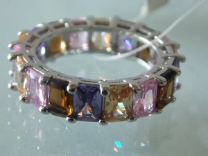 Chico's Baguette Ring mehrfarbige Steine in violett, pink usw. Neu mit Etikett Größe 9 schön! - Bild 1 von 4
