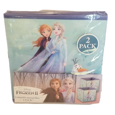 Contenedores de almacenamiento plegables Disney Frozen II azules paquete de 2 9X9X9 Elsa y Anna nuevos Foto 1 de 4