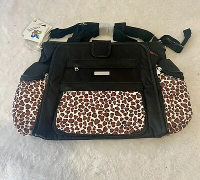 Kalencom Nola Tote Diaper Bag Large Leopard Print Black W/ Changing Pad & Pouch - Image 1 of 4