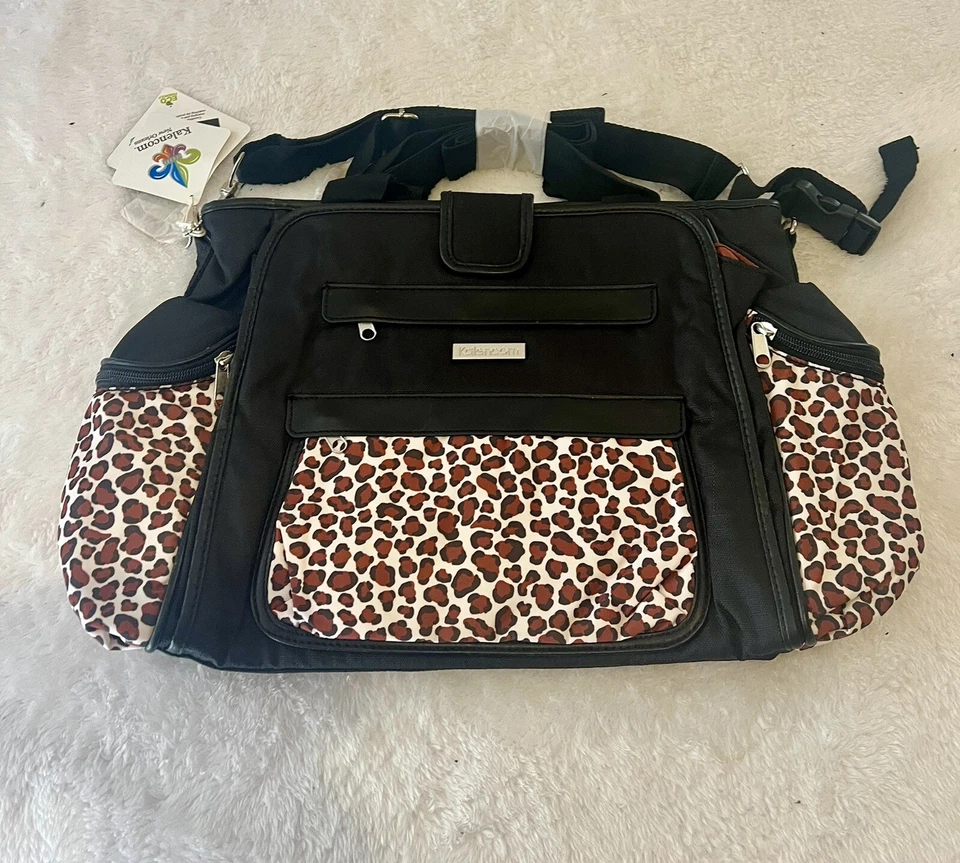 Kalencom Nola Tote Diaper Bag Large Leopard Print Black W/ Changing Pad & Pouch - Image 1 of 4