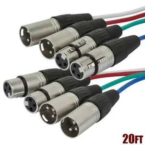 20FT XLR Male to XLR Female Snake Cable 4-Channel 2 Upstream & 2 Downstream - Picture 1 of 3