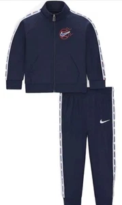 Nike Kids Navy Blue Full Zipper Athletic 2 Piece  Logo On Sleeves & Front Size 6 - Picture 1 of 7