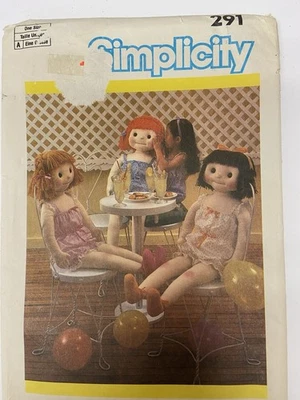 Vtg UC Simplicity 6695 /  291 Sewing Pattern 42" Girl Rag Doll w/ Romper & Shoes - Image 1 of 4