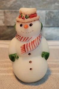 Fenton 95th Anniversary 4” Mr Snowman Satin Glass Hand Painted Signed  - Picture 1 of 7