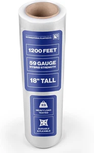 18" Plastic Stretch Film Wrap 1200 feet 500% Stretch Ability - Picture 1 of 1