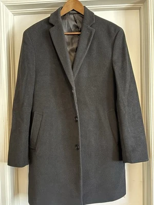 Casaco Calvin Klein masculino mistura de lã preto tamanho grande — clássico peito duplo - Imagem 1 de 4