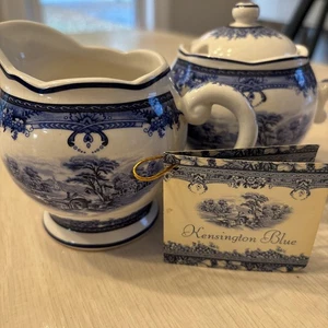 Brownlow Heritage China Kensington Blue Pattern 2004 - Sugar & Creamer W/ Tag - Picture 1 of 15