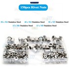150pcs Stainless Steel Rivet Nut Kit Metric Rivnuts Nutsert Assorted M3-M8 Set