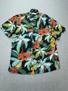 Tori Richard Hemd Herren Medium schwarz Blumen Hawaii Aloha Knopfleiste 100% Baumwolle - Bild 1 von 8
