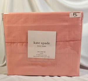 Kate Spade Full Sheet Set 4 pc Pink 100% Cotton Sateen Weston 300 TC SHIPS FREE - Picture 1 of 4