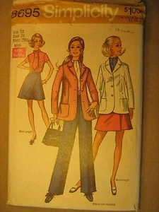 UNCUT Pattern 1970 SIMPLICITY Size 12 Misses JACKET Mini-Pantskirt 8695 [Z181] - Picture 1 of 1