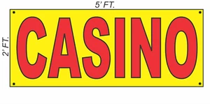 Letrero gigante de pancarta de casino 2x5 amarillo y rojo brillante alta visibilidad! - Imagen 1 de 2