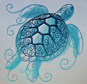AQUA MARINE SEA TURTLE BATHROOM SET HAND TOWELS EMBROIDERED - Picture 1 of 1