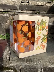 Fresh Picks Oranges Print Cocktail Glasses Set Of 4 10 Fl Oz - Picture 1 of 2