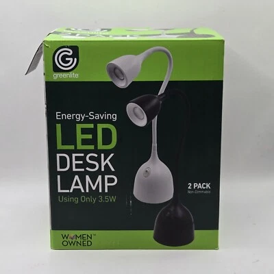 Lámpara de escritorio LED flexible de ahorro de energía - Paquete de 2 Black Greenlite nueva en caja Foto 1 de 4