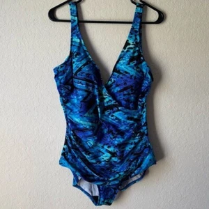 Miradonna by Miraclesuit | Women's Blue Floral Slimming One Piece Bathing Suit - Picture 1 of 8
