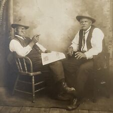 Antique Cabinet Card Photograph Handsome Cowboy Hat Cigar Men ID Mooreland Ewing