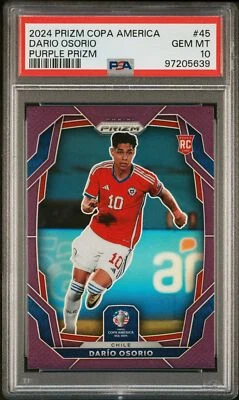 Dario Osorio 2024 Panini Prizm Copa #45 Rookie Purple /49 PSA 10 GEM MT Chile RC - Image 1 of 2