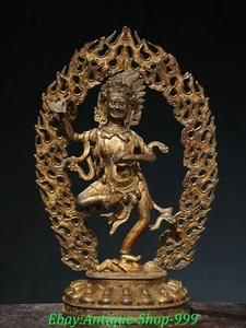 Estatua de Buda Vajrayoguini Vajravarahi Budismo Dorado Cobre Tibetano Antiguo 13.7" - Imagen 1 de 9