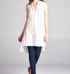 Prenda para mujer EE. UU. Ropa de marfil sin mangas Top #EA094 TALLA ENVÍO GRATUITO - Imagen 1 de 2