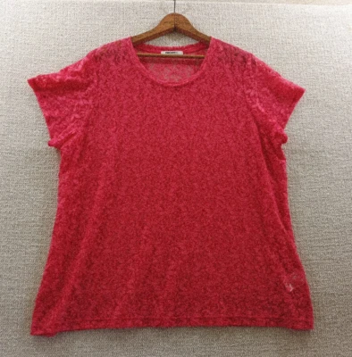 Dkny Top Womens 2X Sheer Pink Floral Design Lace Sheer Fairy Feminine Y2K - Image 1 of 4