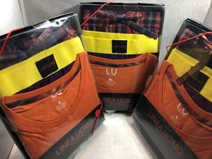 NEW LINEA UOMO MEN'S 3- PIECE SET CREW NECK TEE, LOUNGE PANT, FITTED BOXER L&LX - Picture 1 of 5