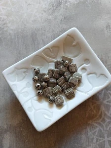 vintage loose beads silver tone metal alloy qty 25 assorted shapes some plastic - Picture 1 of 4