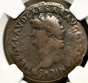 Nero AE As AD 54-68 Nerone as Apollo che suona la lira (Roma brucia?) NGC VG 5/5 3/5 - Foto 1 di 4