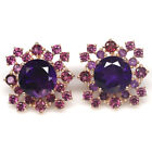 Gemstone Pink Purple Amethyst & Rhodolite Garnet Earrings 925 Silver