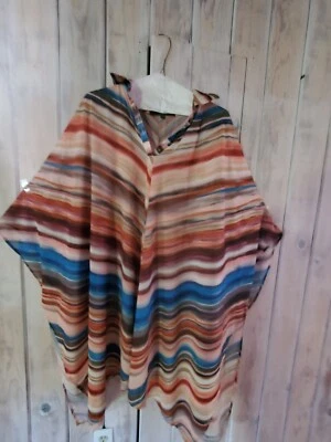 Double D Ranch RanchWear Poncho Top S/M Multicolor Stripe Women's Aztec - Image 1 of 4