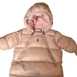 Neu mit Etikett Ralph Lauren Schneeanzug Baby 3 Monate Kapuze Wimpelkette rosa - Bild 1 von 6