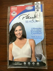 New Playtex Gray 18 Hour Ultimate 4693 Wireless Bra 38B 42C 46D 46DDD - Picture 1 of 7
