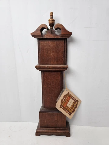 RARE Vtg WOODCROFTERY CHERRY Woodenware Pocket Watch Grandfather Clock Display Cover