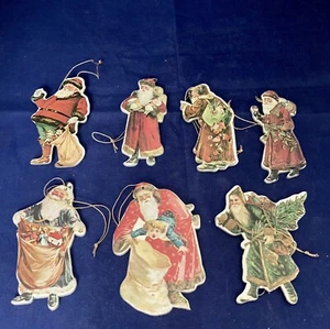 7 vtg St Nicholas Santa Claus Die Cut Father Christmas Ornaments Merrimack '77 - Picture 1 of 4