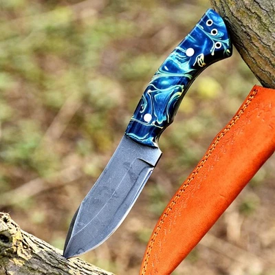 定制手工 1095 钢酸水洗 EDC 刀野营生存狩猎刀 — 第 1/4 张图片