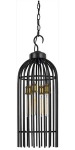 Cal Lighting Antique Brass 4-Light Birdcage Chandelier, Metal - Edison Bulbs - Picture 1 of 6