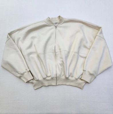 Zara Women’s Sz L Bomber Oversized Cropped Full Zip Dolman Sweatshirt Athleisure - Image 1 of 4