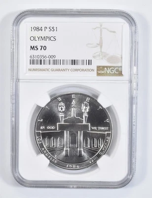 MS70 1984-P Olympic LA Olympiad Commemorative Silver Dollar NGC *0232 - Image 1 of 4