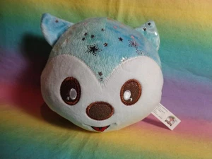 Kleiner blauer Tierkopf rund Plüsch mit silbernen Sternen - Bild 1 von 6