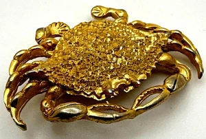 Laune Vintage goldfarbene Krabbe Brosche Anstecknadel Geburtstag Strand Sommer festlich Sealife - Bild 1 von 6